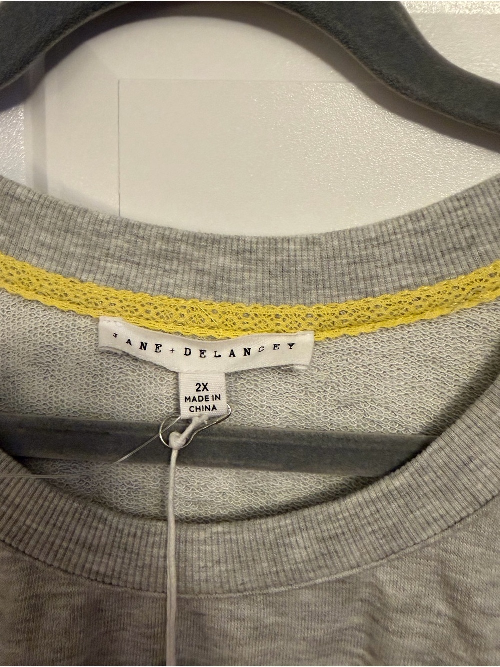Jane and Delancey Light Gray Embroidered Floral Short-Sleeve Sweatshirt - Picture 2 of 3